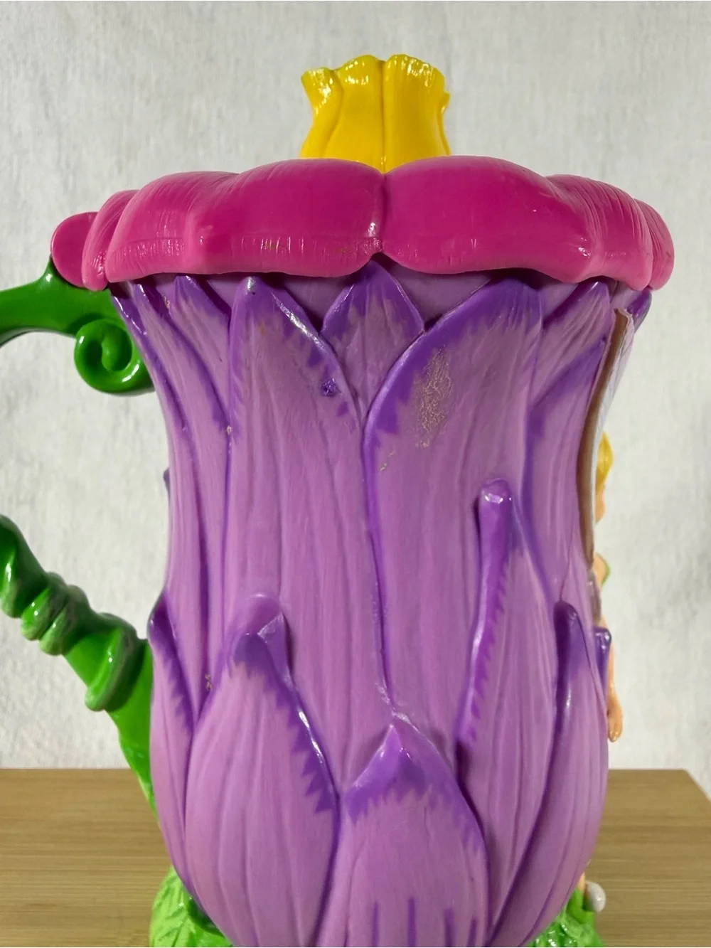 Disney On Ice Tinkerbell Plastic Flower Mug Cup with Flip Lid